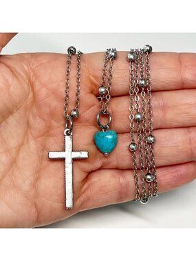 Katia Designs "Trust" Cross Dainty Necklace Silvertone